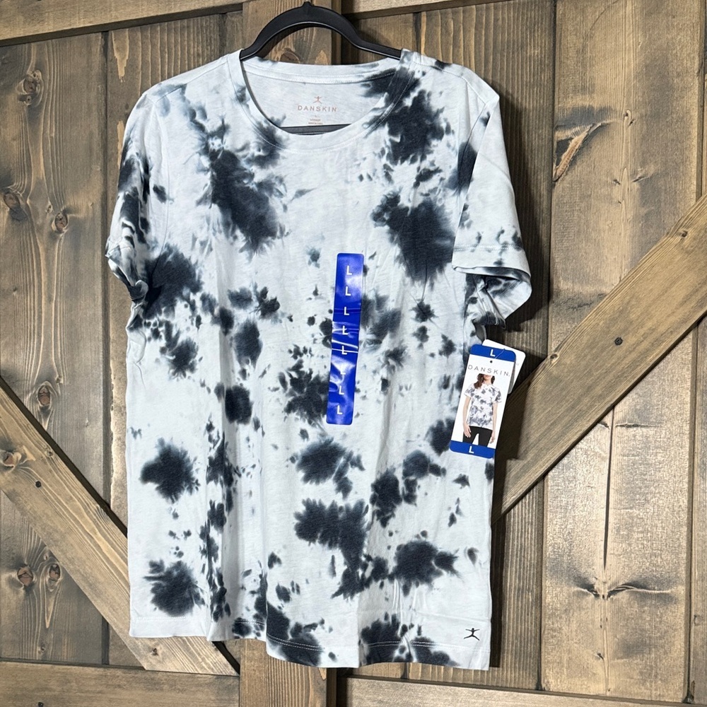 Danskin Black and White Tie-Dye T-Shirt